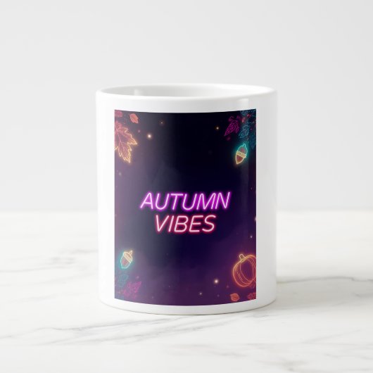 Neon Autumn Vibes ジャンボコーヒーマグカップ (正面)