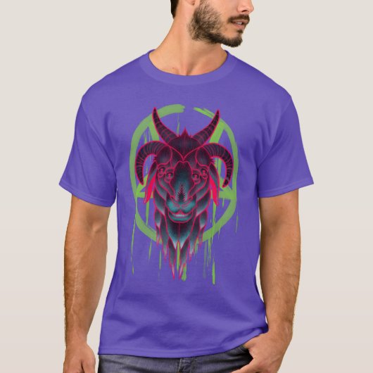 Neon Baphomet funny Tシャツ (正面)