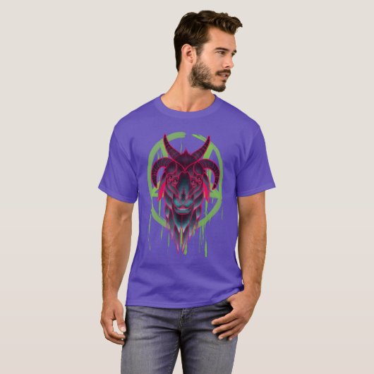 Neon Baphomet funny Tシャツ (正面フル)