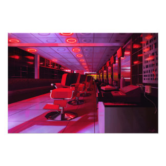 Neon barbershop digital painting print フォトプリント           