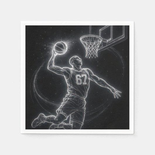 Neon Basketball Player Number 67 スタンダードカクテルナプキン (正面)