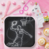 Neon Basketball Player Number 67 ペーパープレート (パーティー)