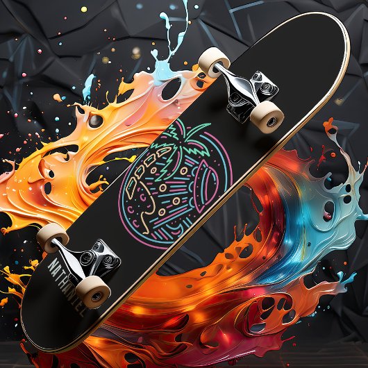 Neon Beach Alien Invasion Funny Personalized Name スケートボード