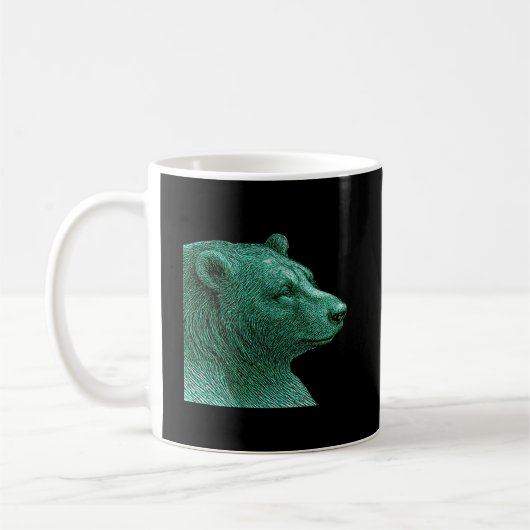 Neon Bear Line Art Coffee Mug – Modern Wildlife Il コーヒーマグカップ (左)
