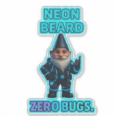 Neon Beard, Zero Bugs — Futuristic Gnome Sticker シール (正面)
