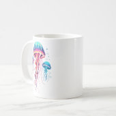 Neon Bioluminescent Jellyfish Trio Aesthetic コーヒーマグカップ (正面左)