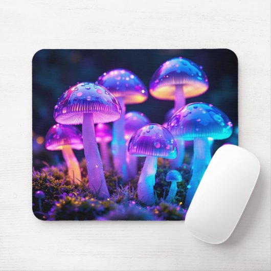 Neon Bioluminescent mushroom Mouse Pad for Desk マウスパッド (マウス)