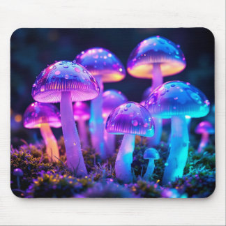 Neon Bioluminescent mushroom Mouse Pad for Desk マウスパッド