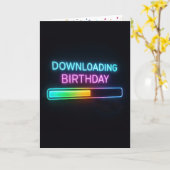 Neon Birthday Computer Downloading Bar カード (黄色い花)