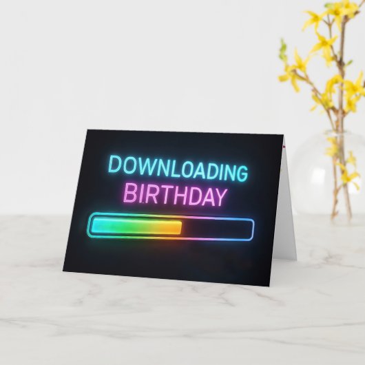 Neon Birthday Computer Loading Bar カード (黄色い花)