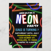 Neon Birthday Party Invitation 招待状 (正面/裏面)
