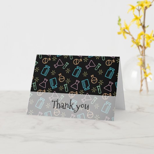 Neon Black Laboratory Science Christmasありがとう カード (黄色い花)