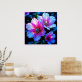 Neon Bloom Flower Magic Glow Design ポスター (キッチン)