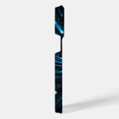 Neon Blue and Black Futuristic iPhone 14 Pro Max C iPhoneケース (右側面)