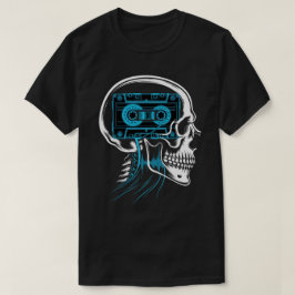 Neon Blue Cassette Tape Skull Soundwave Art Tシャツ