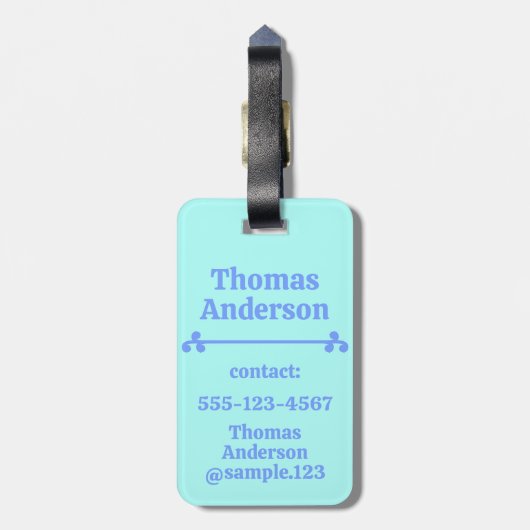 Neon Blue Color Pattern ラゲッジタグ (裏面縦)