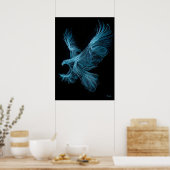 Neon Blue Eagle Futuristic Filament Wall Art ポスター (キッチン)