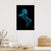 Neon Blue Horse Futuristic Filament Wall Art ポスター (キッチン)