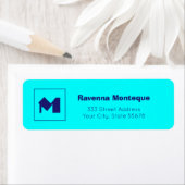 Neon Blue Modern Personalized Monogram Letter Name ラベル (インサイチュ)