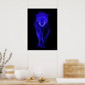 Neon Blue Panther Futuristic Filament Wall Art ポスター (キッチン)
