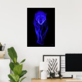 Neon Blue Panther Futuristic Filament Wall Art ポスター (ホームオフィス)