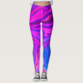 Neon Blue Purple Pink Abstract Pattern レギンス (正面)
