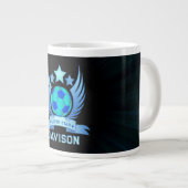 Neon Blue Soccer Ball | Cool Custom Gifts For Boys ジャンボコーヒーマグカップ (正面右)