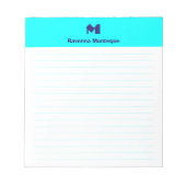 Neon Blue Stylish Personalized Monogram Lined ノートパッド (正面)