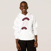 Neon blush and rosegold tech accent AI kid hoodie (正面フル)