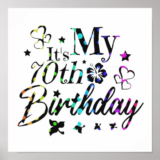 neon bokeh textured it's my 70th birthday ポスター (正面)