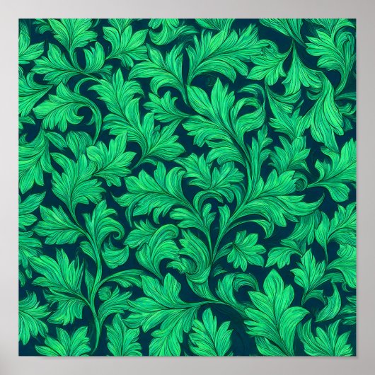 Neon Botanical Texture: Seamless Luminous Ivy ポスター (正面)