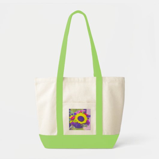 Neon Bouquet Canvas Pocket Tote Bag トートバッグ (正面)