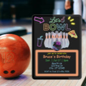 Neon Bowling Birthday 招待状