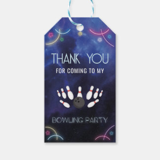 Neon Bowling Favor Tag for Birthday Party Retro ギフトタグ