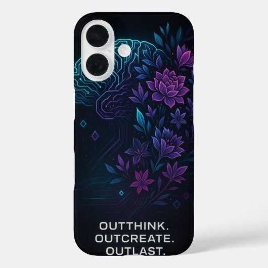 Neon Brain Bloom iPhone 16 カース – Outthink. Outcre Case-Mate iPhoneケース (裏面)
