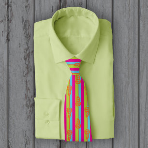 Neon Bright Retro Lacrosse Sticks and Stripes ネクタイ