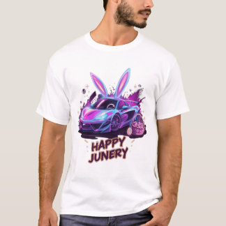 Neon Bunny-Drive | "Happy Junery" Tシャツデザイン Tシャツ