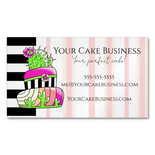 Neon Cactus Business Card マグネット名刺 (正面)