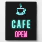 Neon Cafe Open Coffee Bar Countertop Sign フォトプラーク (正面)