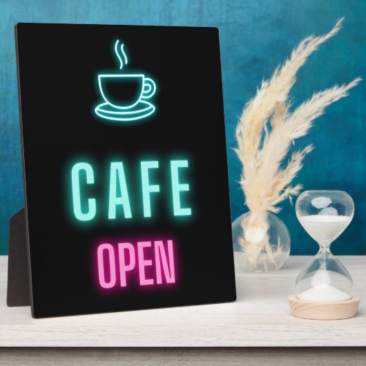 Neon Cafe Open Coffee Bar Countertop Sign フォトプラーク (側面)