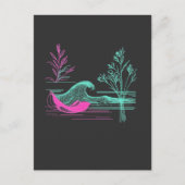 NEON CALM – Retro Wave & Botanical Line Art ポストカード (正面)