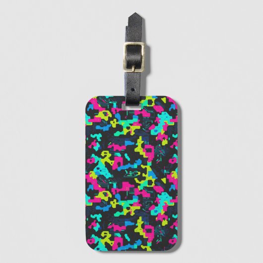 Neon Camouflage Pattern ラゲッジタグ (正面縦)