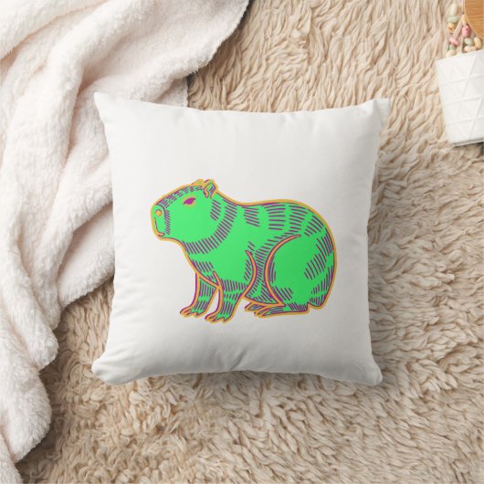 Neon Capybara – Cute Colorful Animal  クッション (ブランケット)