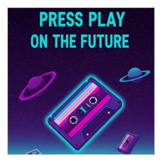 Neon Cassette Art ポスター