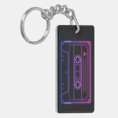 Neon Cassette Key Ring, Pink Dark Blue Vaporwave キーホルダー (正面左)