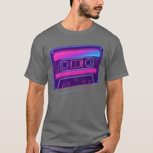 Neon Cassetteape Retro Design retro Tシャツ (正面)
