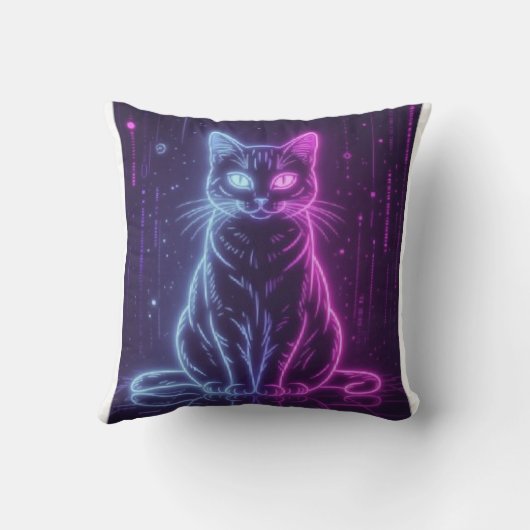 **Neon Cat Design – Glowing Futuristic Feline Art* クッション (裏面)