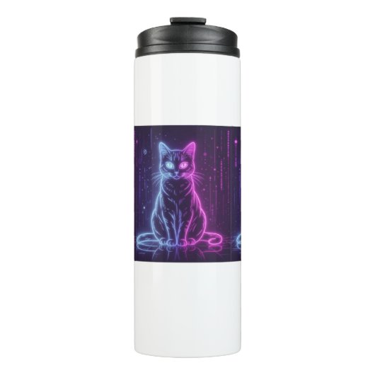 **Neon Cat Design – Glowing Futuristic Feline Art* タンブラー (正面)