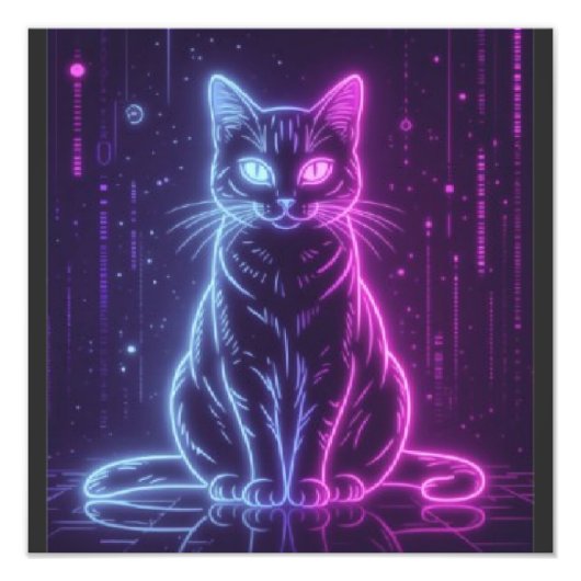**Neon Cat Design – Glowing Futuristic Feline Art* フォトプリント (正面)