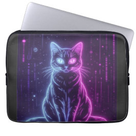 **Neon Cat Design – Glowing Futuristic Feline Art* ラップトップスリーブ